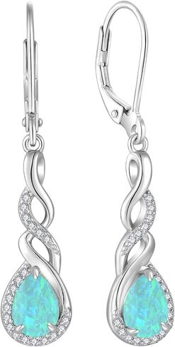 Infinity Dangle Drop Earrings for Women 925 Sterling Silver Teardrop Leverback Earrings Birthstone Jewelry for Women in Kuwait