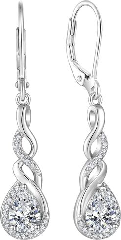 Infinity Dangle Drop Earrings for Women 925 Sterling Silver Teardrop Leverback Earrings Birthstone Jewelry for Women in Kuwait