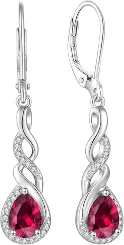 Infinity Dangle Drop Earrings for Women 925 Sterling Silver Teardrop Leverback Earrings Birthstone Jewelry for Women in Kuwait