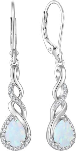 Infinity Dangle Drop Earrings for Women 925 Sterling Silver Teardrop Leverback Earrings Birthstone Jewelry for Women in Kuwait