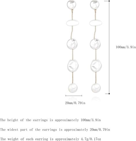 Statement Pearl Drop Earrings,Long Drop Baroque White Pearls Jewelry Gift for Women in Saudi Arabia