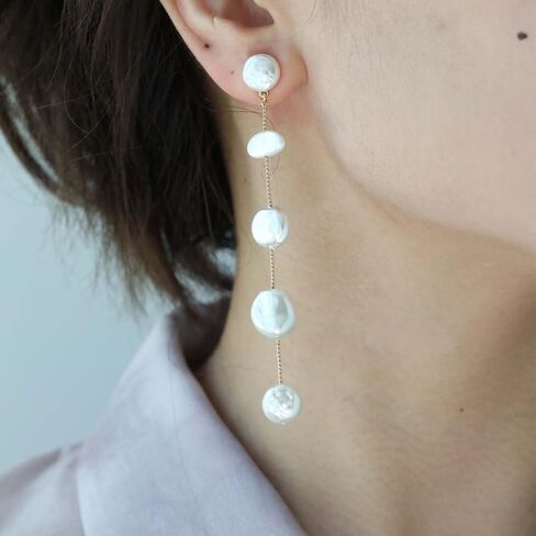 Statement Pearl Drop Earrings,Long Drop Baroque White Pearls Jewelry Gift for Women in Saudi Arabia