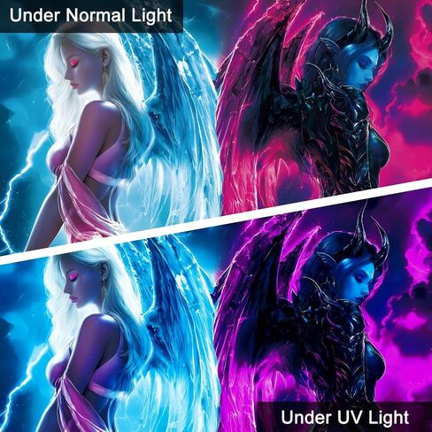 WEBEEDY Blacklight Angels and Demons نسيج جداري بالأشعة فوق البنفسجية يتوهج في الظلام ملصق جناح الملاك خلفية مخدر نسيج جدار ديكور لديكور غرفة المعيشة في الهالوين، 150 × 130 سم / 59 × 51 بوصة in Kuwait