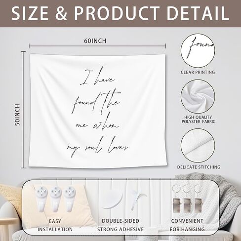 EGBTL Christian Wedding Tapestry, Engagement Wall Tapestry for Bedroom, Bible Verse I Have Found the One Whom My Soul Loves Wedding Party Tapestries Wall Hanging Decor for Bridal Shower, 50x60 Inches in Saudi Arabia