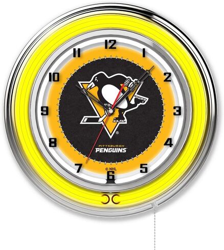 HBS Pittsburgh Penguins 19" Double Neon Wall Clock in Saudi Arabia