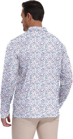 SWISSWELL Long Sleeve Polo Shirts for Men UPF 50+ Sun Protection Performance Print Patterns Collared Golf Polos Casual in Kuwait