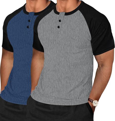 Mens Henley Shirts Cotton Short/Long Sleeve Beach Casual Stylish Shirt Camiseta Hombre in Saudi Arabia