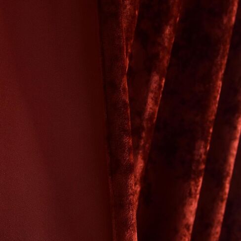 Roslynwood Crushed Luxury Velvet Rust Curtains for Bedroom 84 inches Long, Thermal Insulated Window Drapes Back Tab for Living Room/Dining Room, W52 x L84, 2 Panels in Saudi Arabia