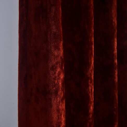Roslynwood Crushed Luxury Velvet Rust Curtains for Bedroom 84 inches Long, Thermal Insulated Window Drapes Back Tab for Living Room/Dining Room, W52 x L84, 2 Panels in Saudi Arabia