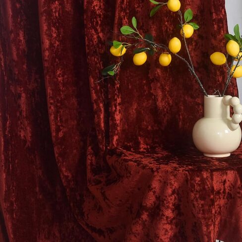 Roslynwood Crushed Luxury Velvet Rust Curtains for Bedroom 84 inches Long, Thermal Insulated Window Drapes Back Tab for Living Room/Dining Room, W52 x L84, 2 Panels in Saudi Arabia