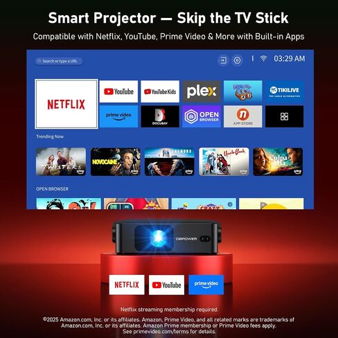 [Ultra-Slim 1.97 "| Netflix مرخص | AI Auto Focus | 360 ° Stand] جهاز عرض صغير ذكي مع WiFi 6 & Bluetooth ، Netflix/youtube/disney+/Hulu ، DBPOWER N5. in Kuwait
