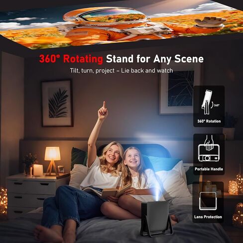 [Ultra-Slim 1.97 "| Netflix مرخص | AI Auto Focus | 360 ° Stand] جهاز عرض صغير ذكي مع WiFi 6 & Bluetooth ، Netflix/youtube/disney+/Hulu ، DBPOWER N5. in Kuwait