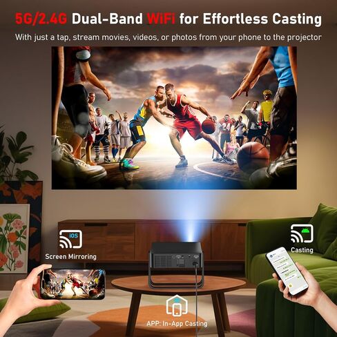 [Ultra-Slim 1.97 "| Netflix مرخص | AI Auto Focus | 360 ° Stand] جهاز عرض صغير ذكي مع WiFi 6 & Bluetooth ، Netflix/youtube/disney+/Hulu ، DBPOWER N5. in Kuwait