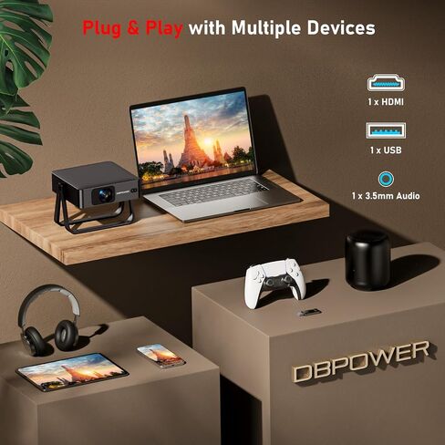 [Ultra-Slim 1.97 "| Netflix مرخص | AI Auto Focus | 360 ° Stand] جهاز عرض صغير ذكي مع WiFi 6 & Bluetooth ، Netflix/youtube/disney+/Hulu ، DBPOWER N5. in Kuwait