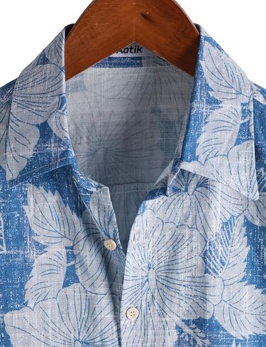 Mens Hawaiian Shirt Short Sleeve Button Down Casual Floral Summer Tropical Aloha Beach Shirts in Saudi Arabia