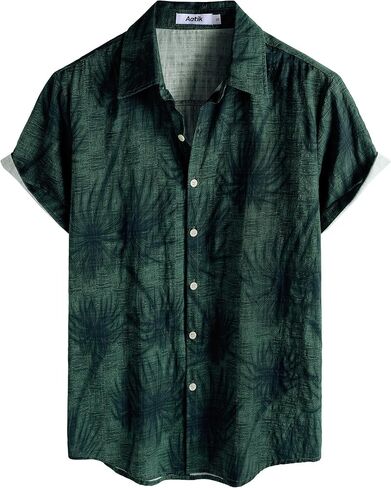 Mens Hawaiian Shirt Short Sleeve Button Down Casual Floral Summer Tropical Aloha Beach Shirts in Saudi Arabia