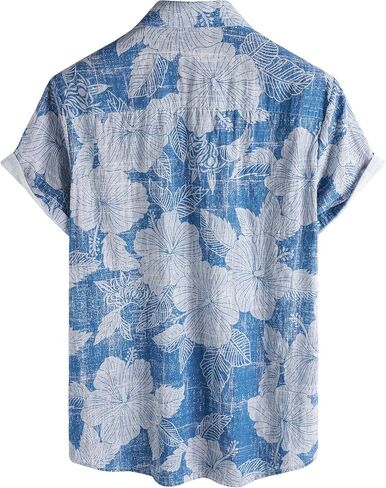 Mens Hawaiian Shirt Short Sleeve Button Down Casual Floral Summer Tropical Aloha Beach Shirts in Saudi Arabia