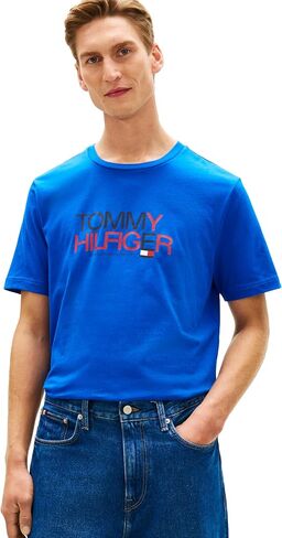 Tommy Hilfiger Men's Short Sleeve Cotton Graphic T-Shirts with Printed Two-Tone Logo Graphic in Saudi Arabia