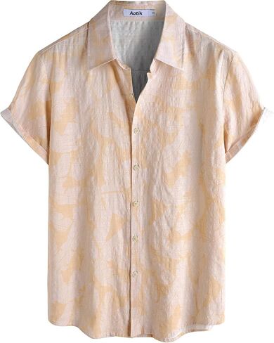 Mens Hawaiian Shirt Short Sleeve Button Down Casual Floral Summer Tropical Aloha Beach Shirts in Saudi Arabia