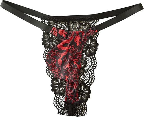 Men’s Lace Thong Underwear, Low Rise Breathable Floral Mesh Briefs with Oriental Pattern, Soft Lightweight Sexy Men Lingerie in Kuwait