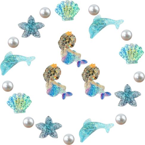 21Pcs Ocean Charms Accessories for Bogg Bag, Mermaid Dolphin Shell Pearls Insert Cute Decorative Attachment for Beach Tote in Saudi Arabia