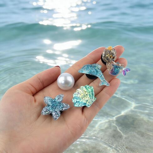 21Pcs Ocean Charms Accessories for Bogg Bag, Mermaid Dolphin Shell Pearls Insert Cute Decorative Attachment for Beach Tote in Saudi Arabia