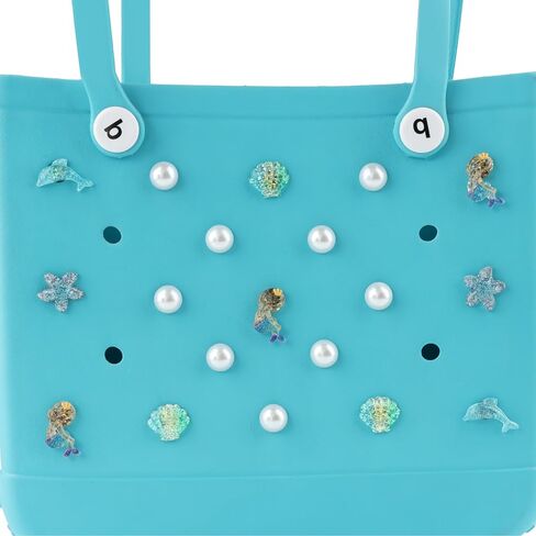 21Pcs Ocean Charms Accessories for Bogg Bag, Mermaid Dolphin Shell Pearls Insert Cute Decorative Attachment for Beach Tote in Saudi Arabia