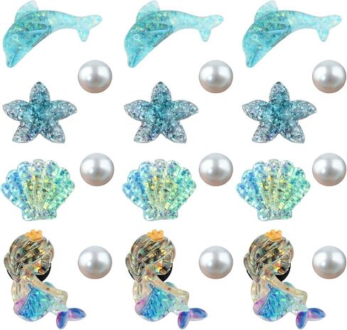 21Pcs Ocean Charms Accessories for Bogg Bag, Mermaid Dolphin Shell Pearls Insert Cute Decorative Attachment for Beach Tote in Saudi Arabia
