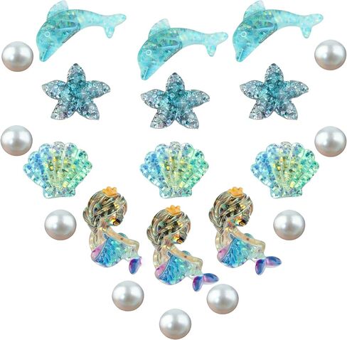 21Pcs Ocean Charms Accessories for Bogg Bag, Mermaid Dolphin Shell Pearls Insert Cute Decorative Attachment for Beach Tote in Saudi Arabia
