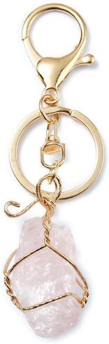 Crystal Keychains For Women, Gemstone Natural Quartz Stone Irregular Rough Gemstones Colorful Gift Accessories in Saudi Arabia