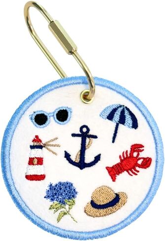 Coastal Summer Bag Charm, Embroidered Tote Bag Accessory, Purse Charm, Boat Tote Tag in Saudi Arabia