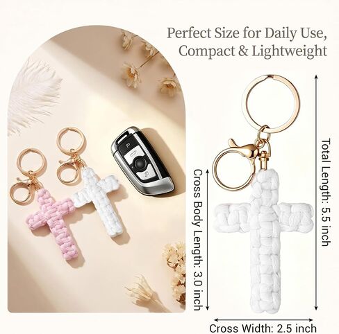 6PCS Cross Keychain for Women Men, Macrame Jesus Christian Keychains, Handmade Soft Cute Cross Key Chain Charm in Saudi Arabia