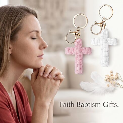 6PCS Cross Keychain for Women Men, Macrame Jesus Christian Keychains, Handmade Soft Cute Cross Key Chain Charm in Saudi Arabia
