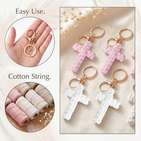 6PCS Cross Keychain for Women Men, Macrame Jesus Christian Keychains, Handmade Soft Cute Cross Key Chain Charm in Saudi Arabia
