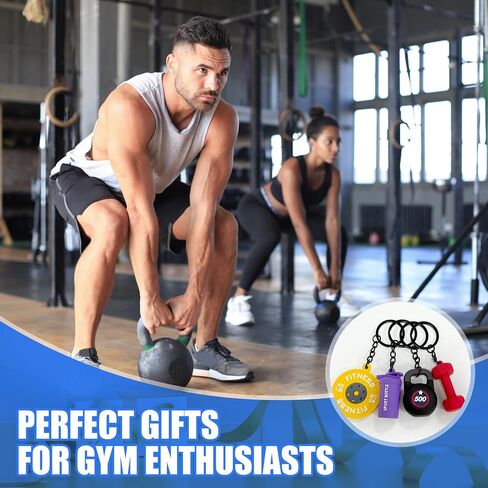 24 Pack Silicone Gym Keychain Barbell Dumbbell Kettlebell Keychain Gym Bag Charms Workout Fitness Accessories in Saudi Arabia