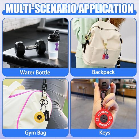 24 Pack Silicone Gym Keychain Barbell Dumbbell Kettlebell Keychain Gym Bag Charms Workout Fitness Accessories in Saudi Arabia