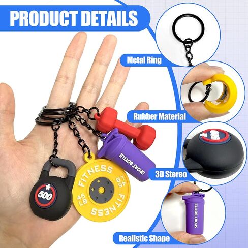 24 Pack Silicone Gym Keychain Barbell Dumbbell Kettlebell Keychain Gym Bag Charms Workout Fitness Accessories in Saudi Arabia