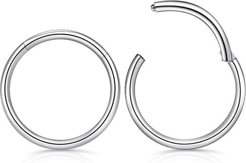 2pcs 5mm 316l Surgical Steel Nose Rings 20G Nose Ring Hoop 20 Gauge Silver Hinged Segment Septum Clicker Cartilage Helix Tragus Daith Rook Hoop Earrings Body Piercing Jewelry in Saudi Arabia