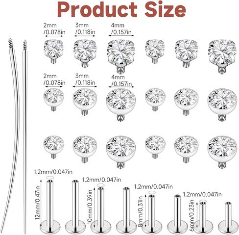 16G Flat Back Stud Earrings for Women Men, 316L Stainless Steel Internal Thread Tragus Helix Cartilage Conch Nose Medusa Piercing Jewelry 6/8/10/12mm Bar Piercing Jewelry with Taper Piercing Needles in Saudi Arabia