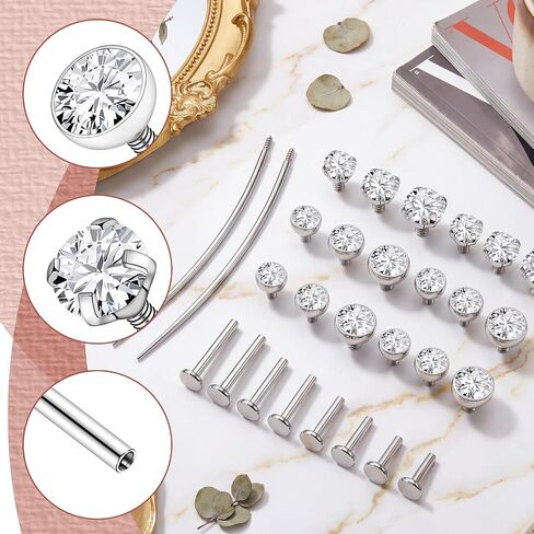 16G Flat Back Stud Earrings for Women Men, 316L Stainless Steel Internal Thread Tragus Helix Cartilage Conch Nose Medusa Piercing Jewelry 6/8/10/12mm Bar Piercing Jewelry with Taper Piercing Needles in Saudi Arabia