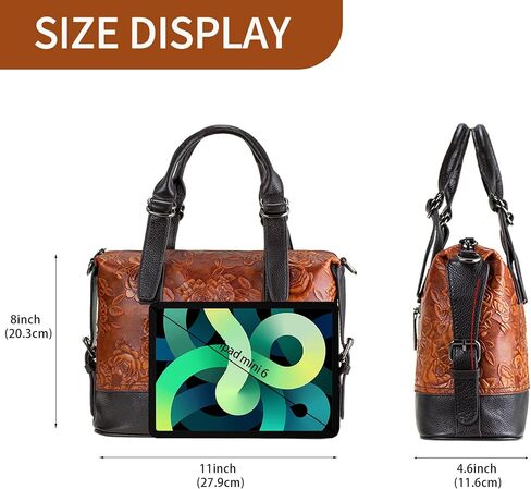 Purse and Handbags for Women Shoulder Tote Handle Medium Satchel Vintage Embossing Rose (Brown) in Kuwait