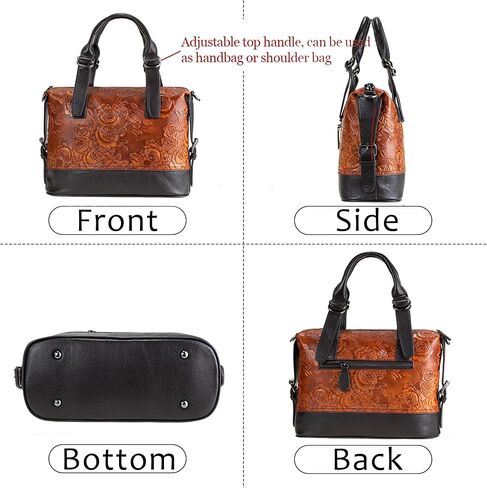 Purse and Handbags for Women Shoulder Tote Handle Medium Satchel Vintage Embossing Rose (Brown) in Kuwait