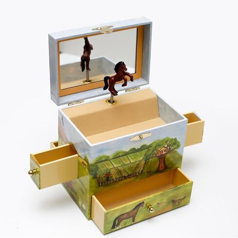 Enchantmints Discover Your World Musical Jewelry Box Horse Spins to Music 3 Pullout Drawers Treasure Storage in Saudi Arabia