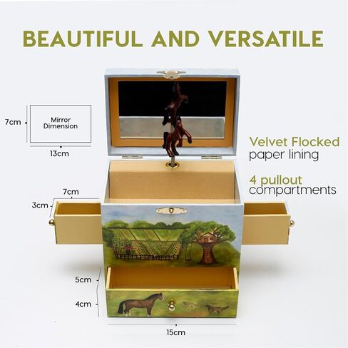 Enchantmints Discover Your World Musical Jewelry Box Horse Spins to Music 3 Pullout Drawers Treasure Storage in Saudi Arabia
