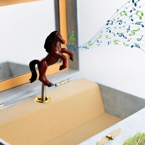 Enchantmints Discover Your World Musical Jewelry Box Horse Spins to Music 3 Pullout Drawers Treasure Storage in Saudi Arabia