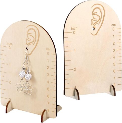 2 Pcs Earring Measurement Display Stand, Wooden Earring Organizer Frame with Measurement Detachable Jewelry Stands Holder for Measuring and Selling Earring in Saudi Arabia