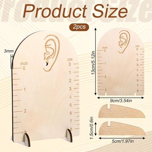 2 Pcs Earring Measurement Display Stand, Wooden Earring Organizer Frame with Measurement Detachable Jewelry Stands Holder for Measuring and Selling Earring in Saudi Arabia