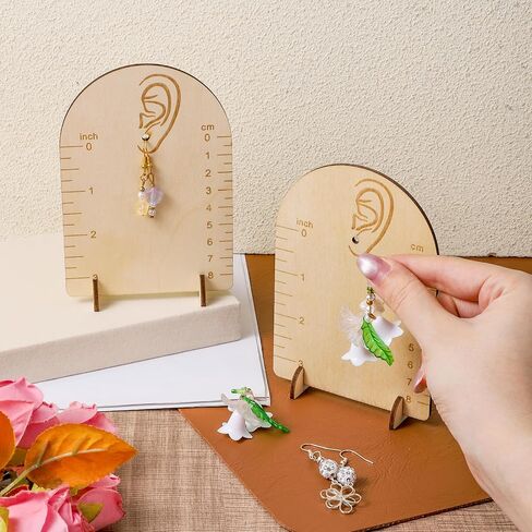 2 Pcs Earring Measurement Display Stand, Wooden Earring Organizer Frame with Measurement Detachable Jewelry Stands Holder for Measuring and Selling Earring in Saudi Arabia