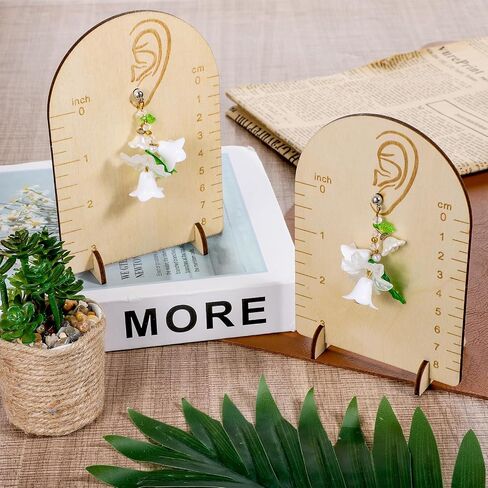 2 Pcs Earring Measurement Display Stand, Wooden Earring Organizer Frame with Measurement Detachable Jewelry Stands Holder for Measuring and Selling Earring in Saudi Arabia