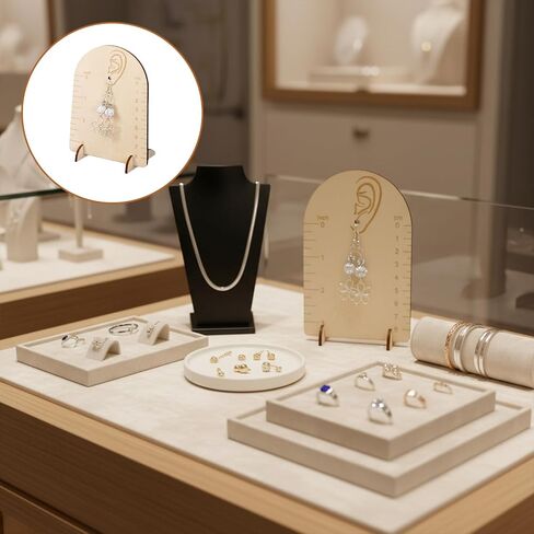 2 Pcs Earring Measurement Display Stand, Wooden Earring Organizer Frame with Measurement Detachable Jewelry Stands Holder for Measuring and Selling Earring in Saudi Arabia